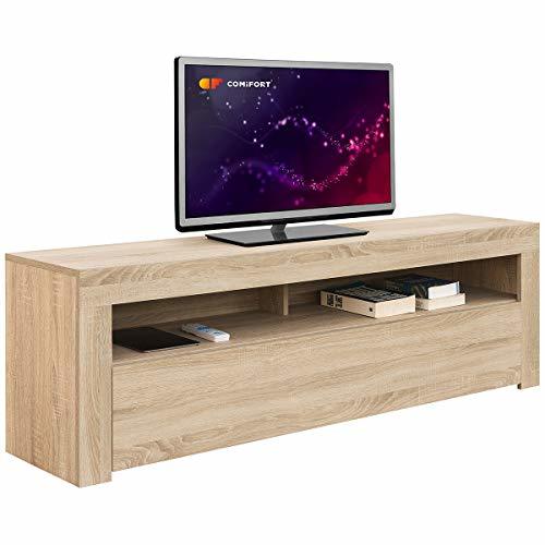 Lugar Comifort AP84S – Mueble TV Salón Moderno Mesa Televisión, Colores: Blanco, Blanco/Roble,