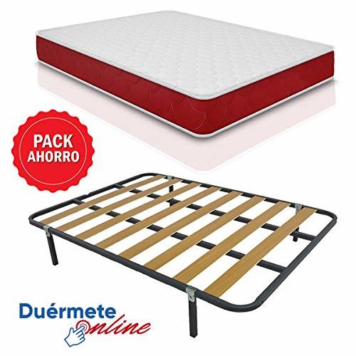 Social Duérmete Online Cama Completa con Colchón Viscoelástico Lite Viscogel Reversible