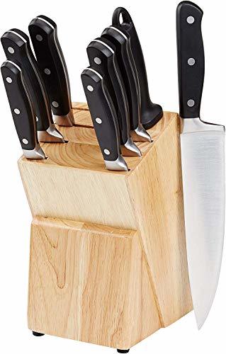 Social AmazonBasics - Juego de cuchillos de cocina y soporte