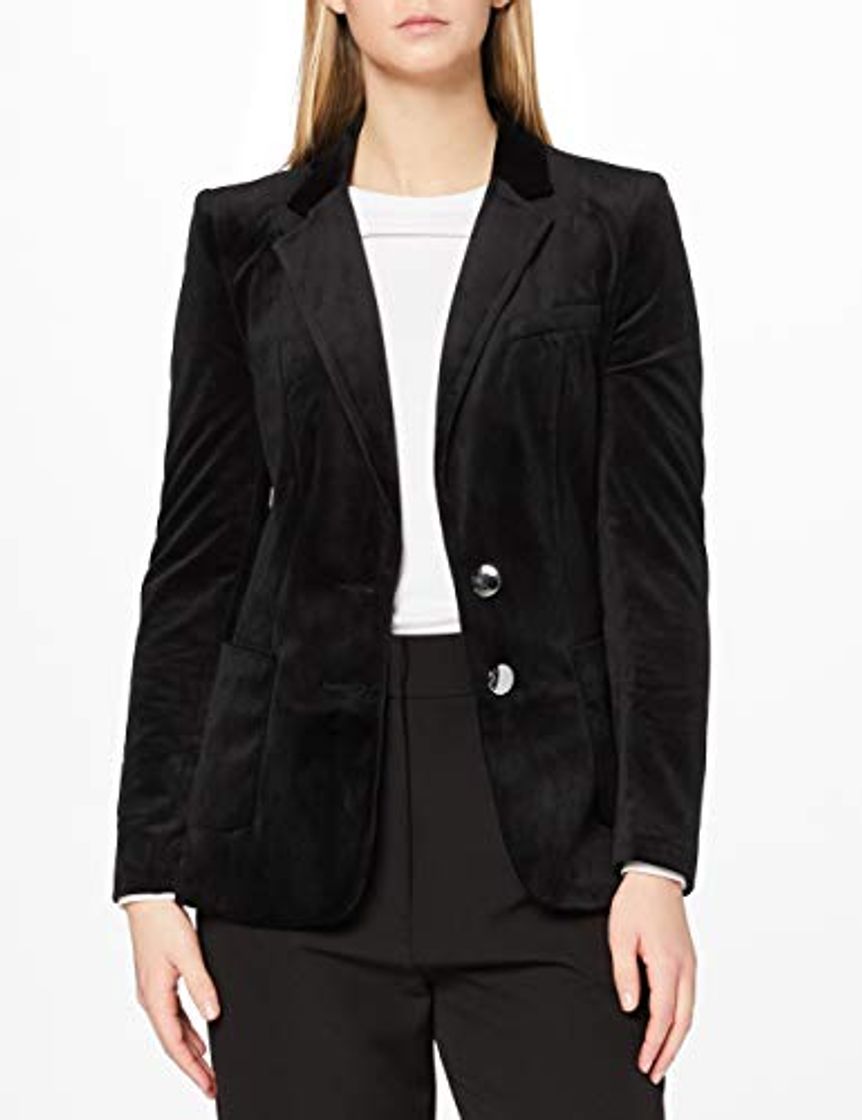 Fashion Marca Amazon - find. Velvet Blazer - Chaqueta de traje Mujer, Negro