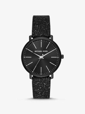 Pyper Black-Tone Swarovski® Crystal Embellished Watch