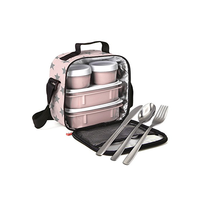 Product PracticFood - Kit Urban Food Negro Cubiertos - Bolsa térmica Porta Alimentos