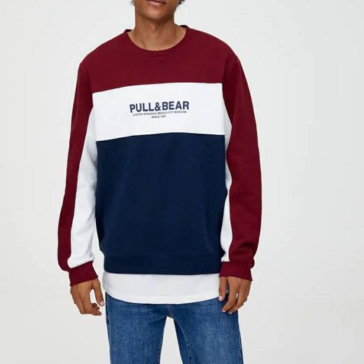 Sweatshirt com color block e logótipo da Pull&Bear
