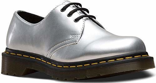 Dr.Martens Mujer 1461 Vegan Chrome Paint Metallic Synthetic Silver Zapatos 40 EU