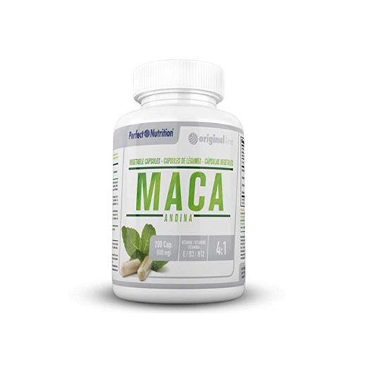 Maca Andina capsulas con vitaminas B12 E B3 pastillas natural suplemento vegano