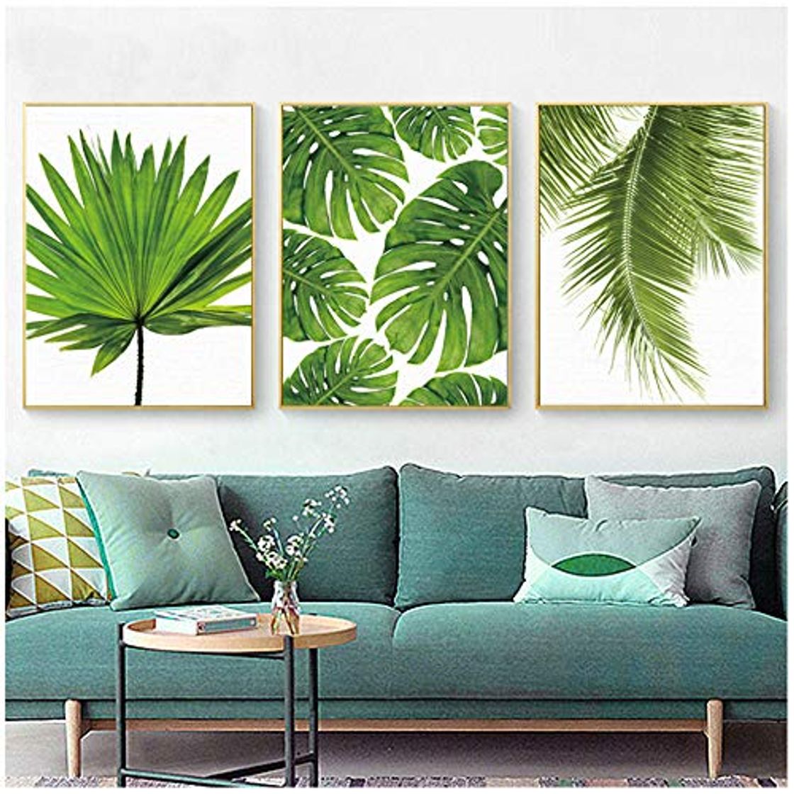 Products ZHANGSHAIFFBH Pintura sobre Lienzo Hoja de plátano Tropical Hojas de Palmera Frescas Planta Verde nórdica Cartel Verde Imagen de la Pared Decoración de la habitación 60x80cm Sin Marco