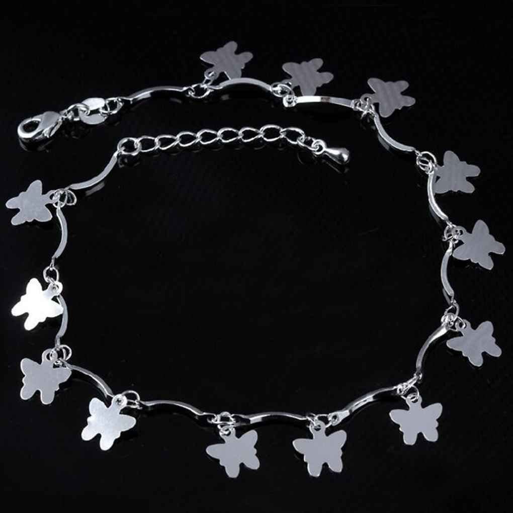 Beauty LORSOUL Plata corazón de la Mariposa para el Tobillo Pulsera de Cadena