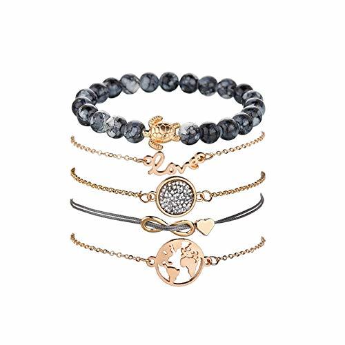 Fashion Dsaren Conjunto Pulseras Mujer, Apilable Pulsera Ajustable Circón Brazalete Conjunto Mujeres Accesorios