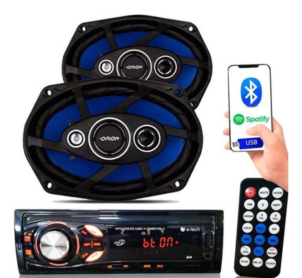 Moda Kit Som Auto Radio Mp3 Bluetooth Aux + Falante 6x9 Pol Orion