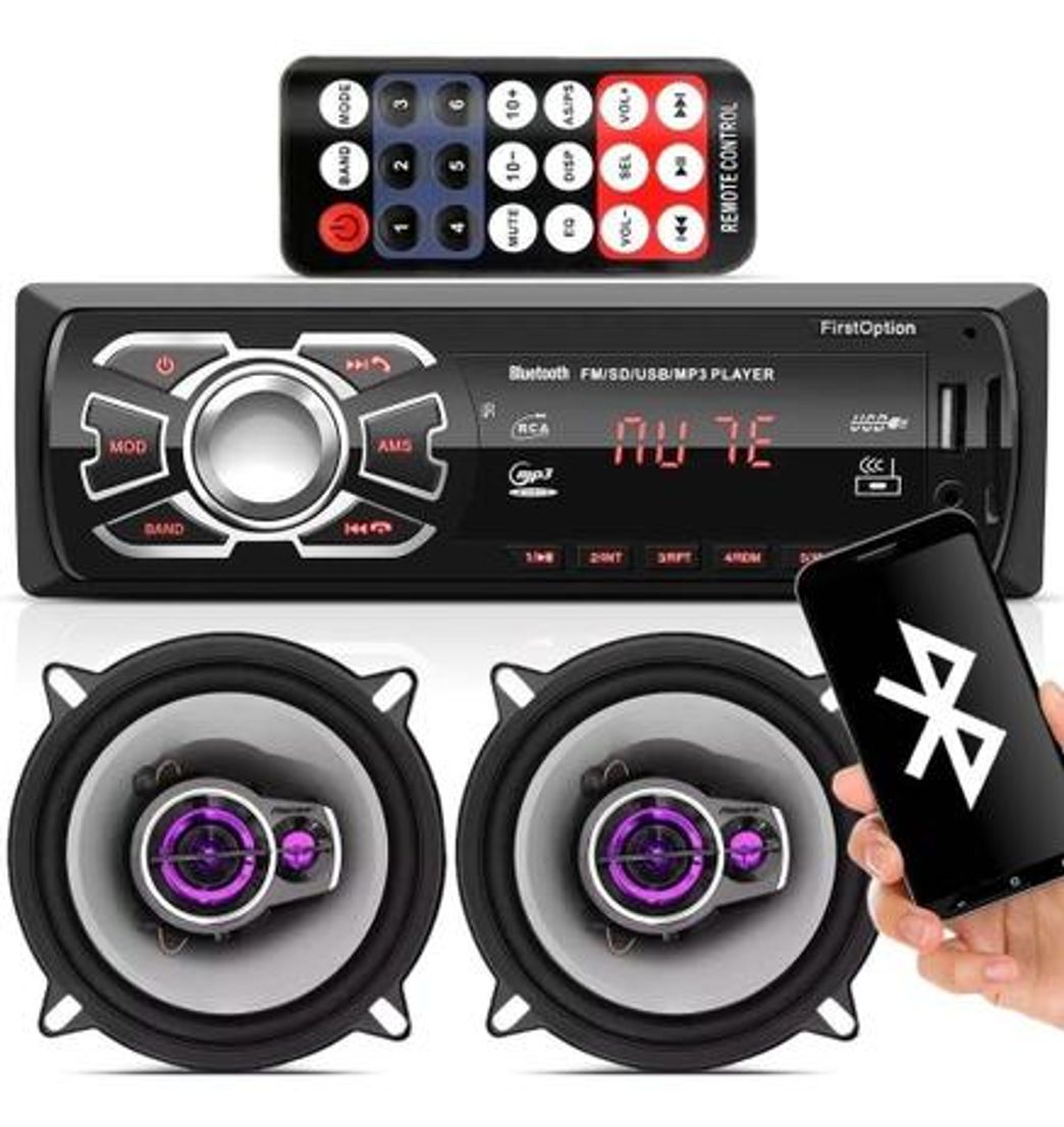 Moda Aparelho Mp3 Com Bluetooth Radio Fm Usb + Falante Pioneer 5
