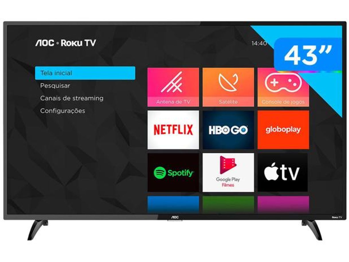 Moda Smart TV Full HD LED 43” AOC 43S5195/78G - Wi-Fi 3 HDMI 1 US