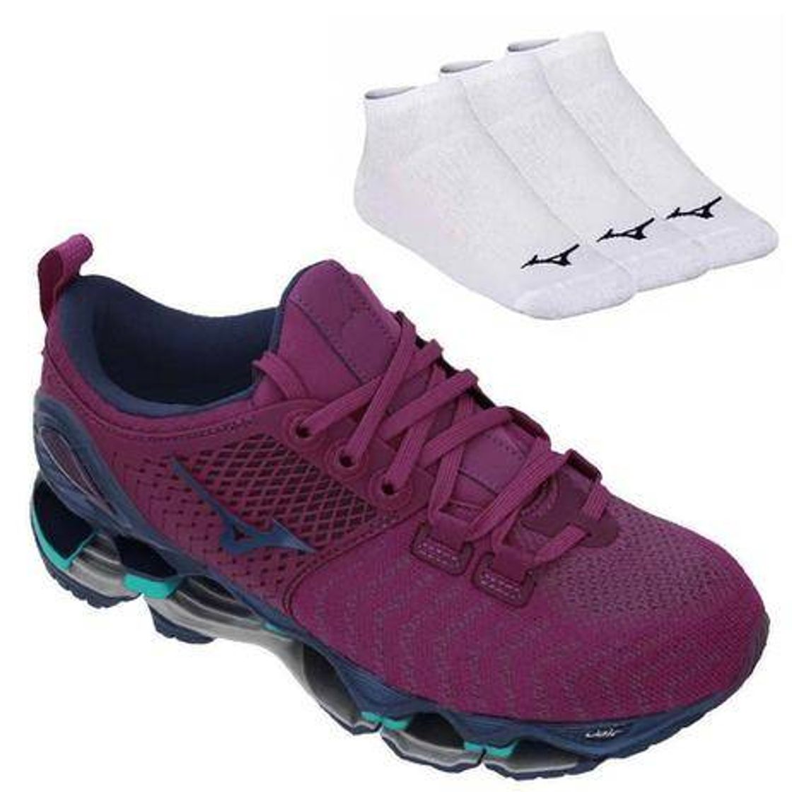 Fashion Kit Tênis Mizuno Prophecy Waveknit Feminino+ 3 Pares de Meia