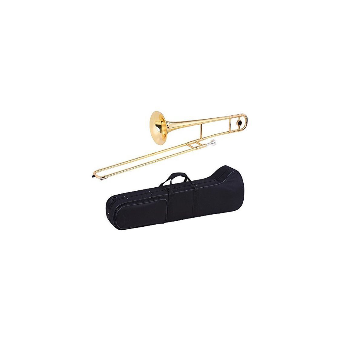 Product Ammoon Trombón Tenor Latón Oro Laca Bb Tono Bemol Instrumento de Viento