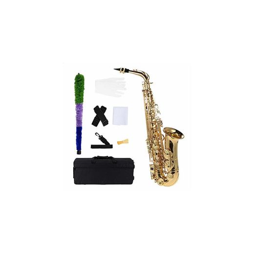 ammoon bE Alto Saxofon Latón Lacado Oro E Flat Sax 802 Clave