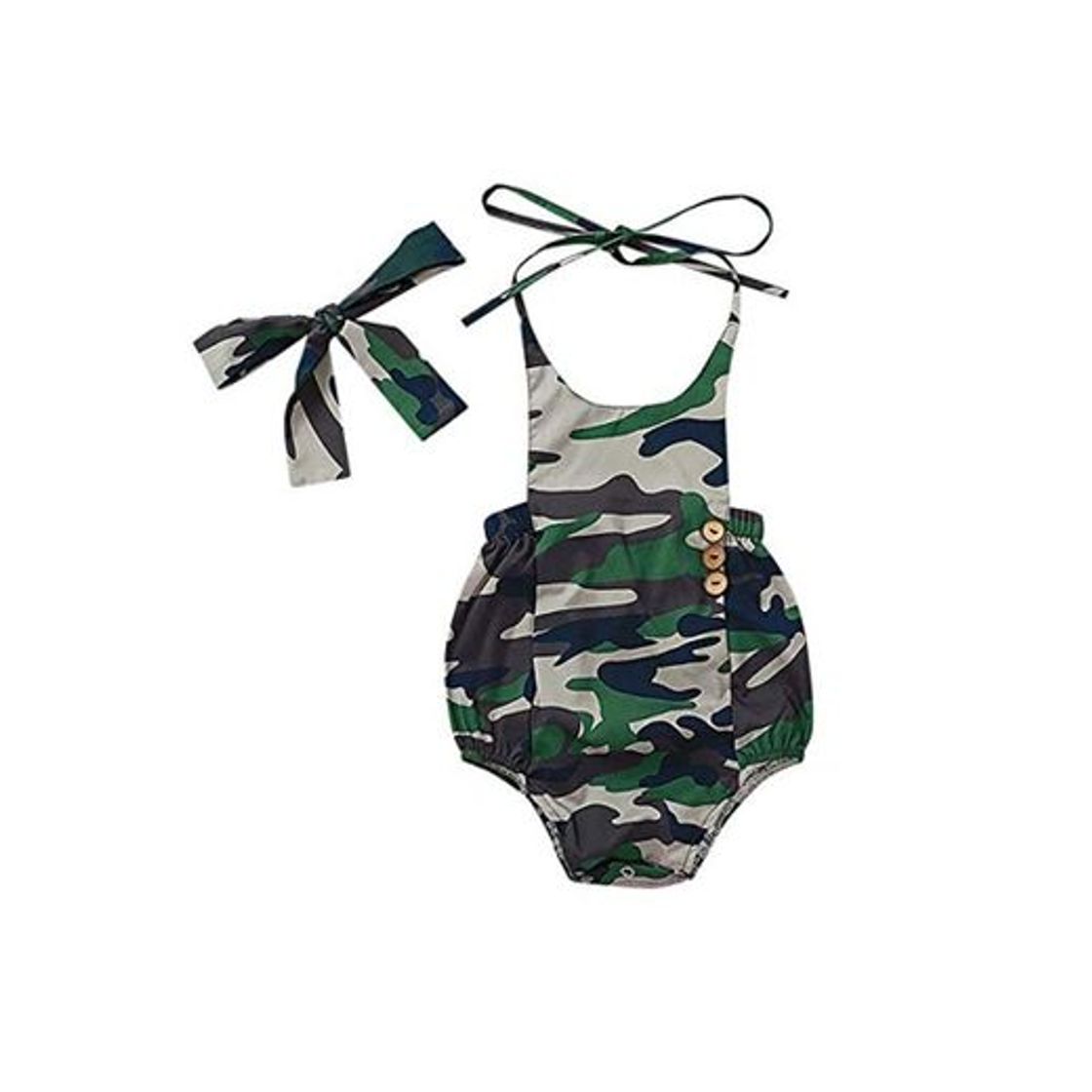 Products YeHuaXiGu Newnorn Infantil Bebé Niñas Camuflaje Banda para el Cabello Mameluco del Mameluco Ropa del bebé del bebé Mameluco del bebé del Mameluco Modis