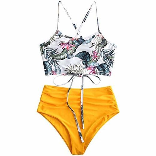 ZAFUL - Conjunto de tankini acolchado para mujer