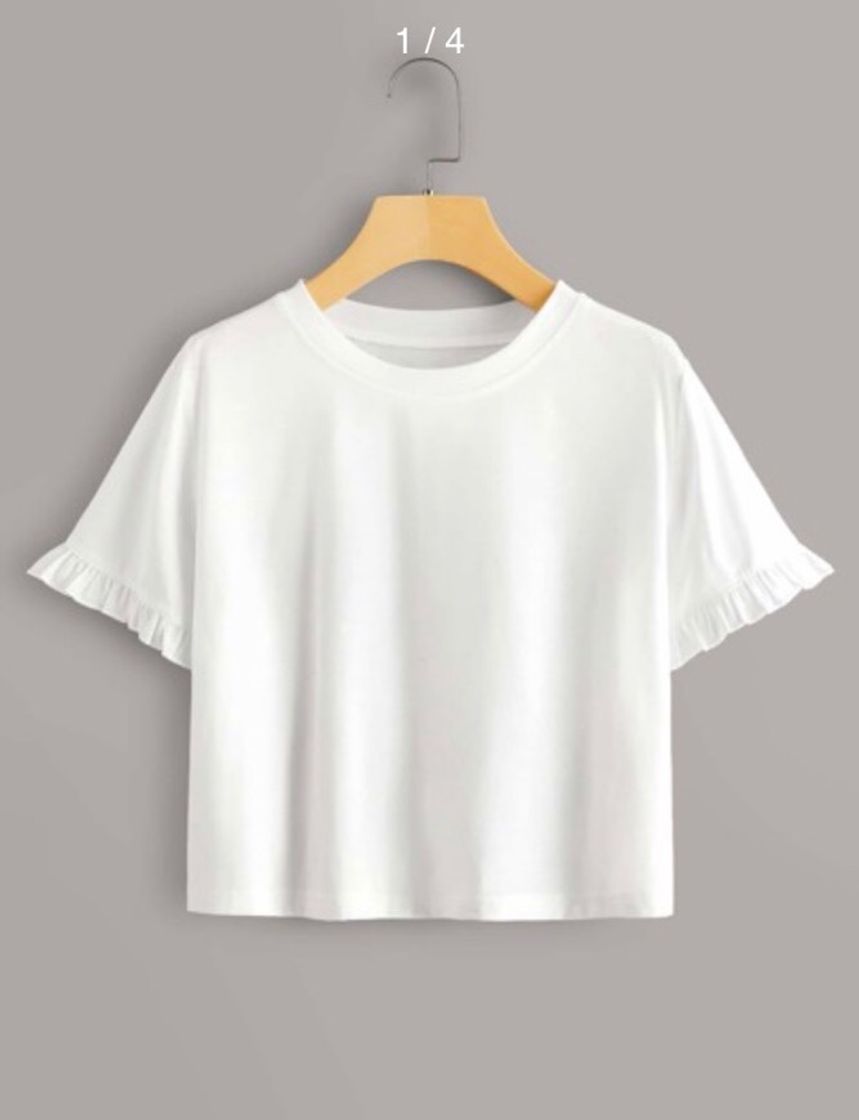 Social Camiseta Básica Corta Unicolor Ribete Fruncido 