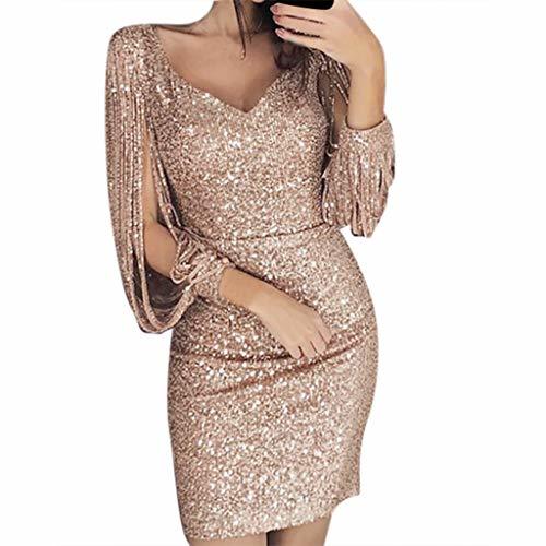 Producto Vestidos de Fiesta Elegante Suave Sexy V-Cuello Retro Brillante Brillo de Manga