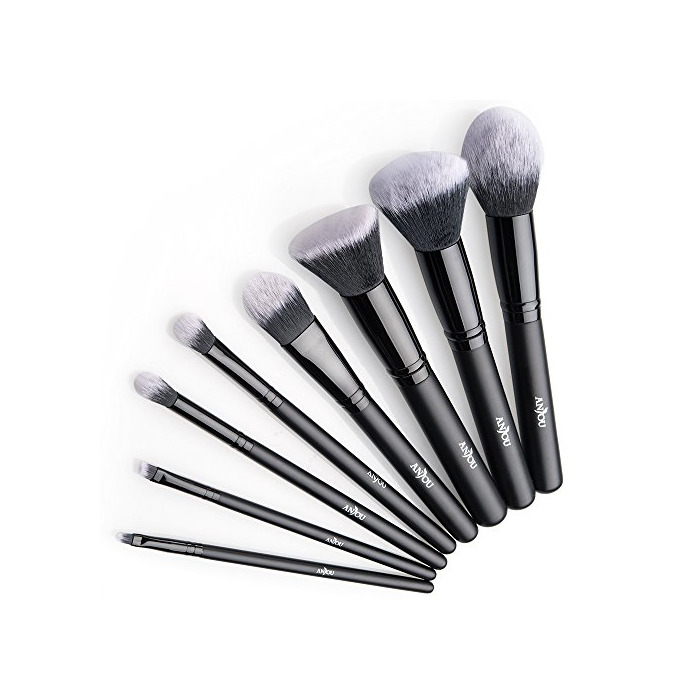 Social Kit de Brochas Maquillaje 8 Piezas Anjou Cerdas de Fibra Sintética Suave