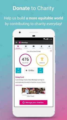 App WowApp - Earn. Share. Do Good