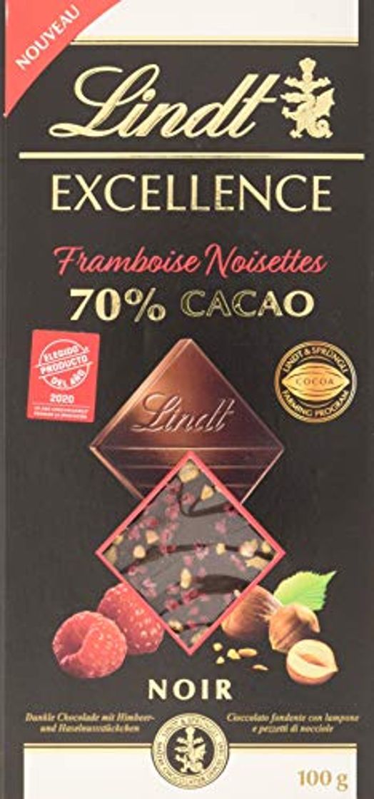 Social Lindt Excellence 70% Cacao Frambuesa y Avellanas