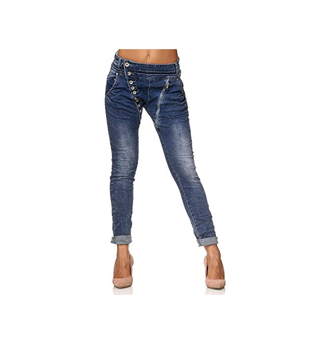 Product Elara Jeans para Mujer Boyfriend Baggy Botones Chunkyrayan Azul Oscuro C613MK