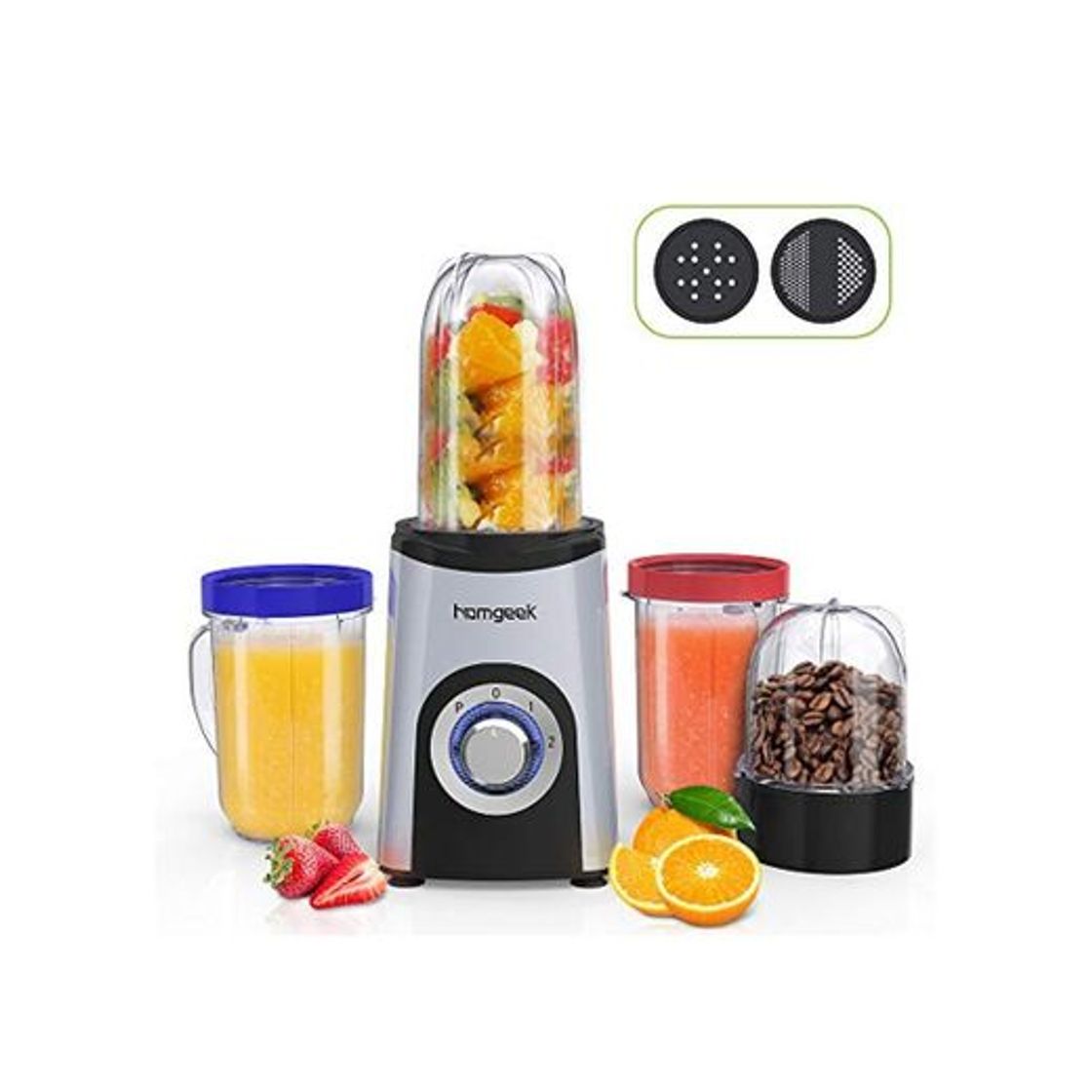 Product homgeek Batidora de Vaso, Licuadora Smoothies de Alta Velocidad con 350W, 2