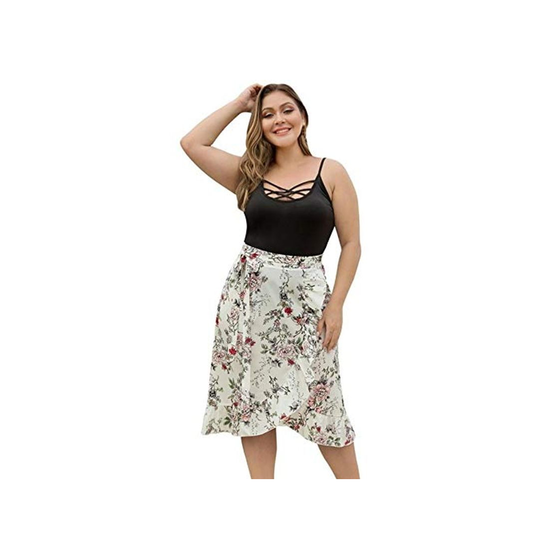 Social PJR Falda de Mujer Tallas Grandes Falda de Gasa Faldas Florales Arco