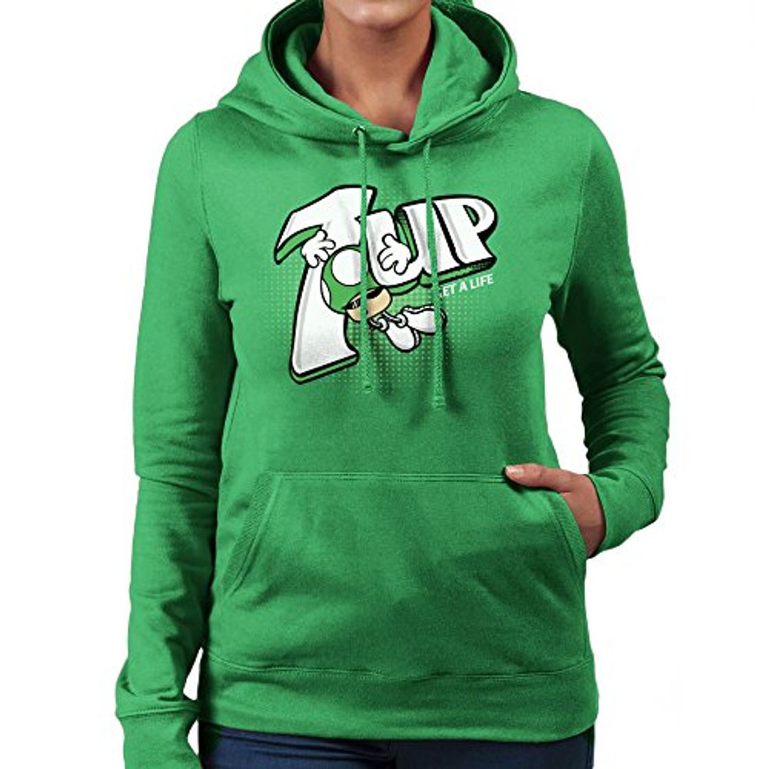 Producto 1Up Super Mario Bros Green Mushroom 7Up Logo Women's Hooded Sweatshirt