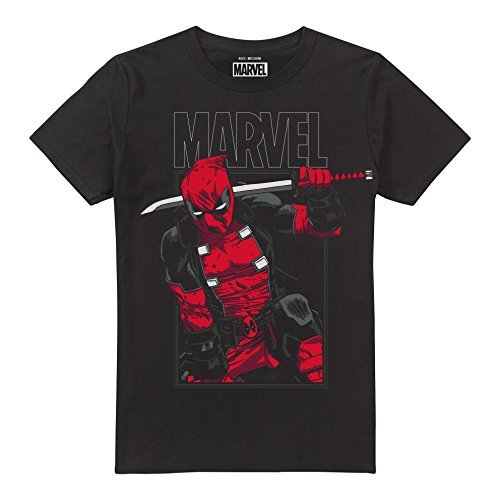 Places Marvel Deadpool Sword Camiseta, Negro