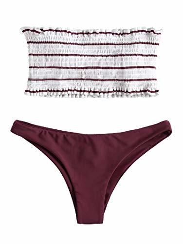 Social ZAFUL traje de baño de 2 piezas para mujer a rayas Rojo