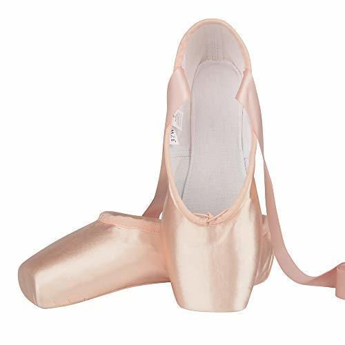 Zapatos de Punta Satén Zapatillas de Ballet con Puntera de Gel de