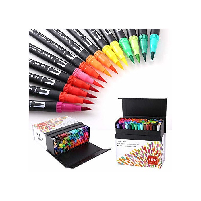 Social HOHUHU 100 Colores Con doble Rotuladores Punta Pincel