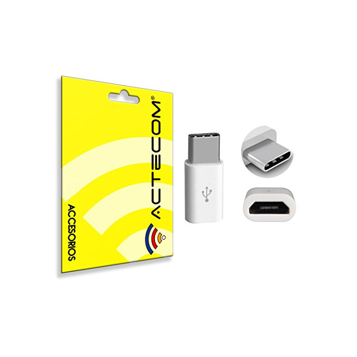 ACTECOM Adaptador Micro USB a USB Tipo C 3.1 Conversor Blanco