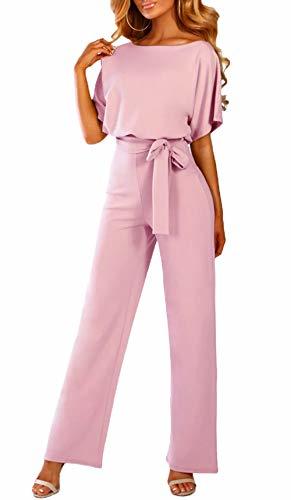 Product Ajpguot Mujer Negocio Monos Sólido Mamelucos Manga Corta Cuello Redondo Jumpsuits con