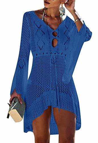 Social Voqeen Mujer Manga de murciélago Ahuecar Bikini De Punto Cubrir Vestido Playero