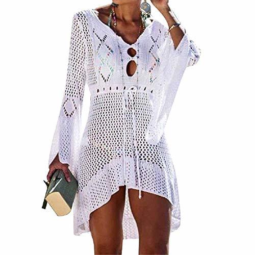 Social UMIPUBO Vestido de Playa Mujer Suelto Pareos Playa V-Cuello Camisolas y Pareos