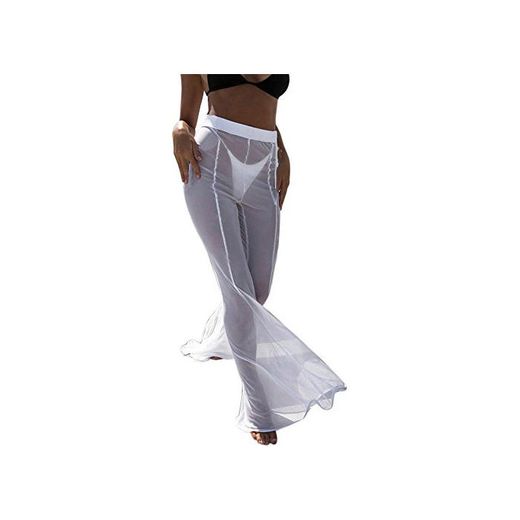DOGZI Pantalones Mujer Playa Malla Escarpado Cubrir Trajes de baño Transparente Pantalón
