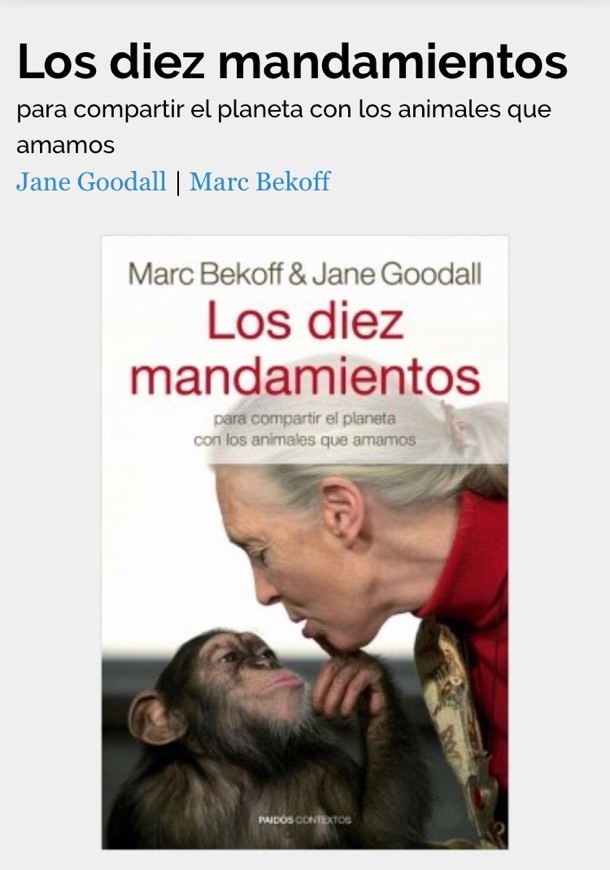 “Los 10 mandamientos” Jane Goodall y Marc Bekoff
