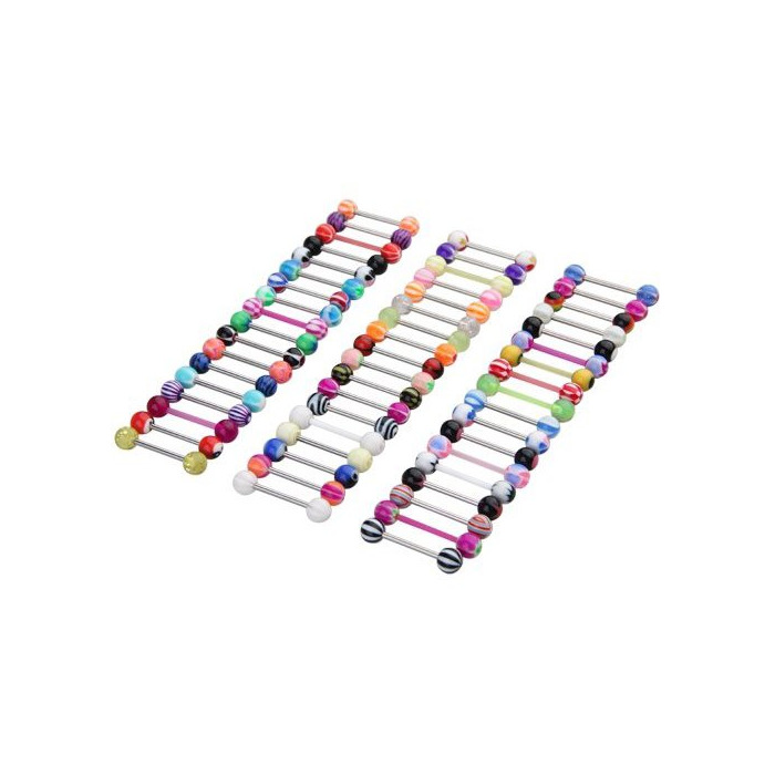 Social Gleader Piercing en lengua Acrylic un juego de 100pcs diferente