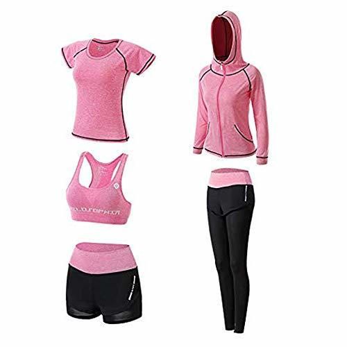 Ropa Deportiva Mujer, 5set Traje Camiseta para Deporte Yoga Gimnasia Sports Incluye