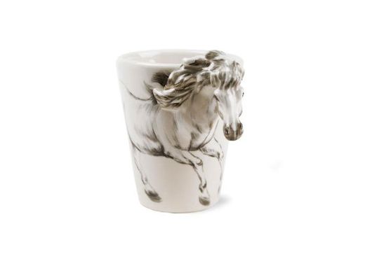 Caballo Taza de Café Hecho a Mano 8oz Blanco