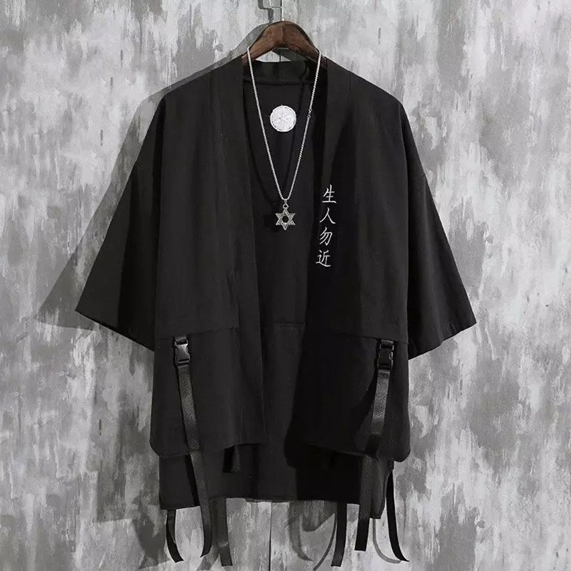 Verão dos homens Camisa Samurai Japonês Haori Kimono Cardiga