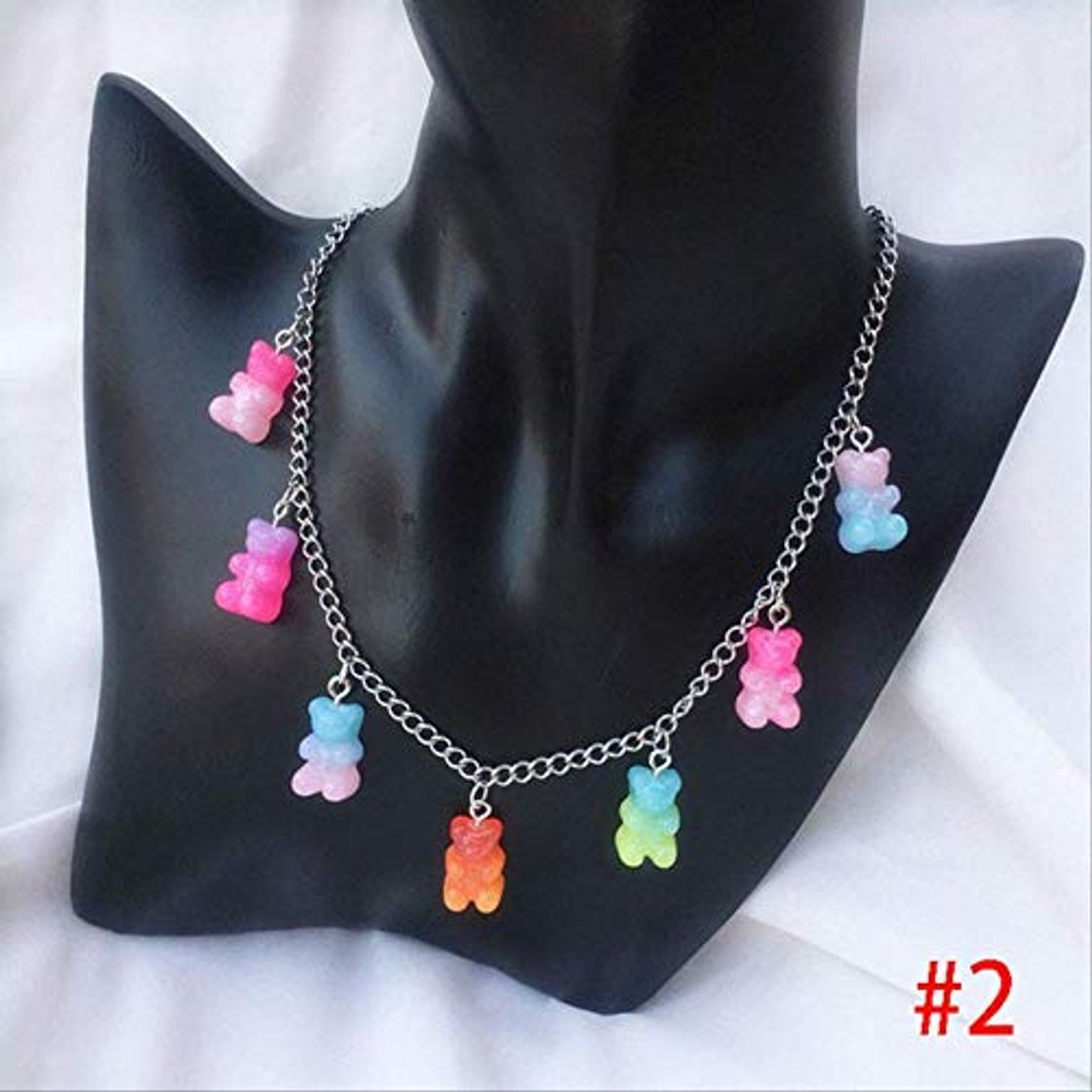 Fashion Multicolor Lindo Jelly Bear Gummy Collar Colgante Collar De Hip Hop Hombres Y Mujeres Joyería Diaria Regalo De Fiesta Joyería 2