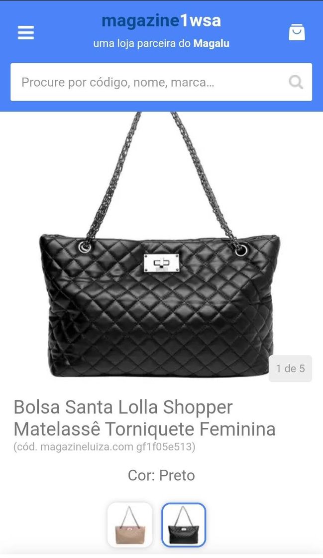 Products Bolsa Santa Lolla Shopper Matelassê Torniquete Feminina