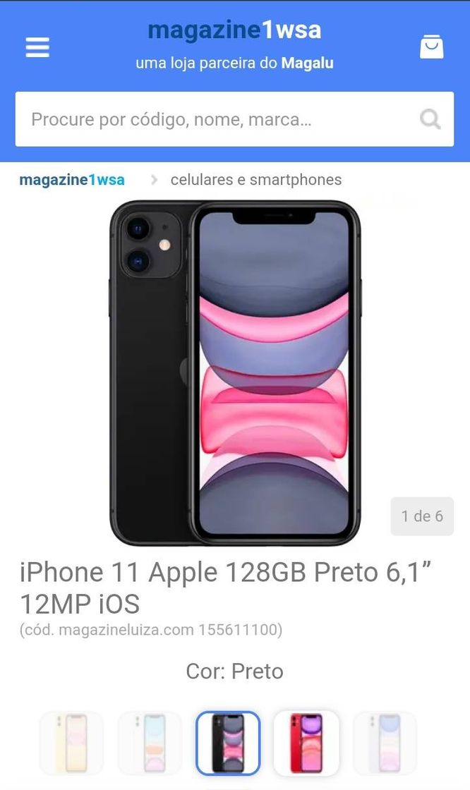 Producto iPhone 11 Apple 128GB Preto 6