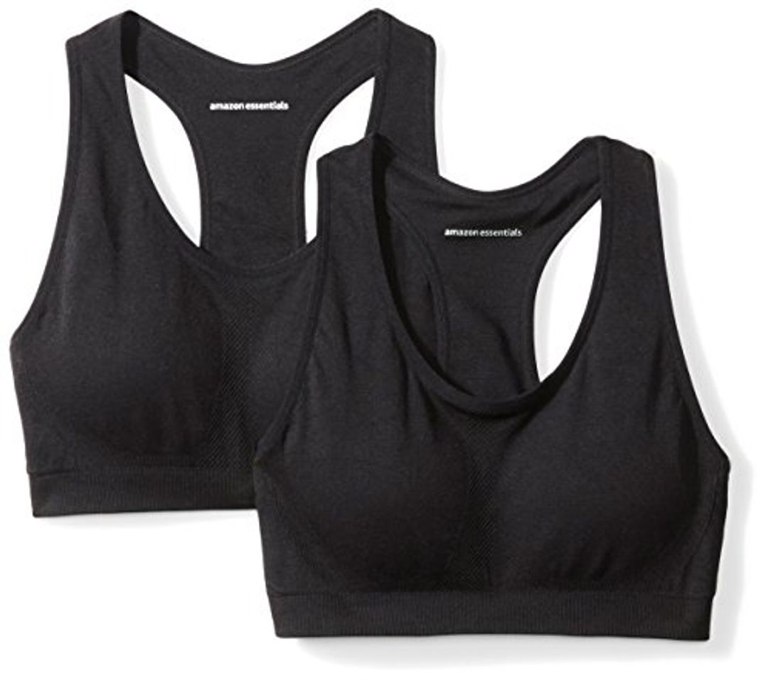 Moda Amazon Essentials 2-Pack Light Support Seamless Sports Bras Negro, US M