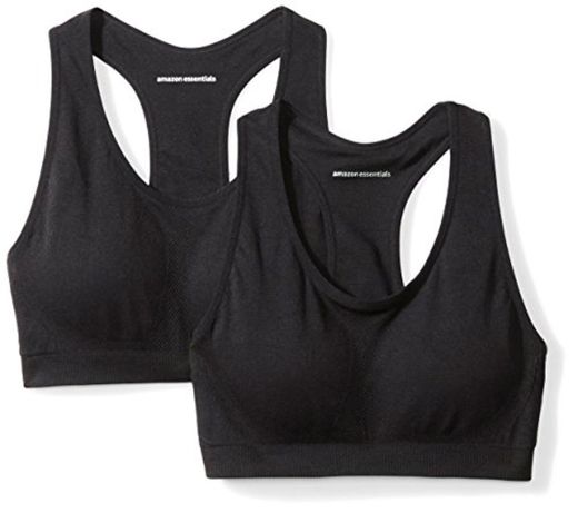 Amazon Essentials 2-Pack Light Support Seamless Sports Bras Negro, US M