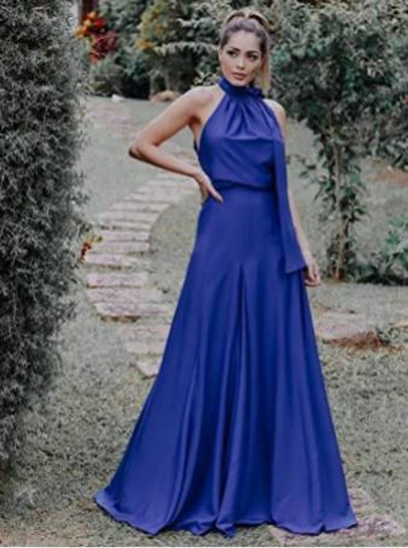 Fashion Vestido lindo azul 