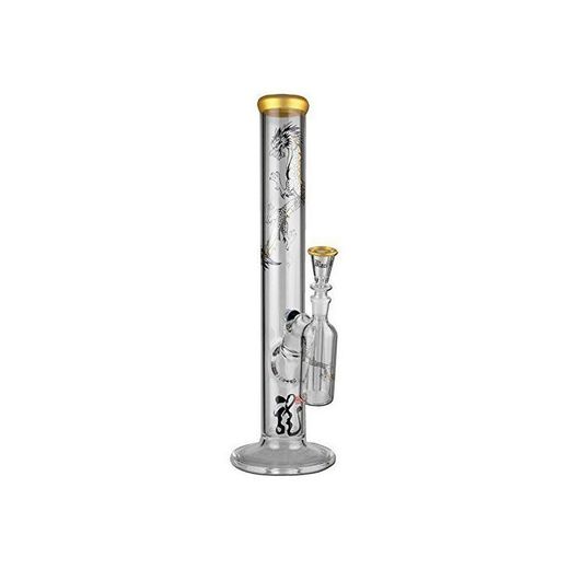 Black Leaf Bong de hoja dorada de cristal con preenfriador en caja